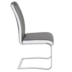 Lote de 2 sillas de Confidente AMY, estructura metálica, en piel color gris