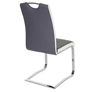 Lote de 2 sillas de Confidente AMY, estructura metálica, en piel color gris