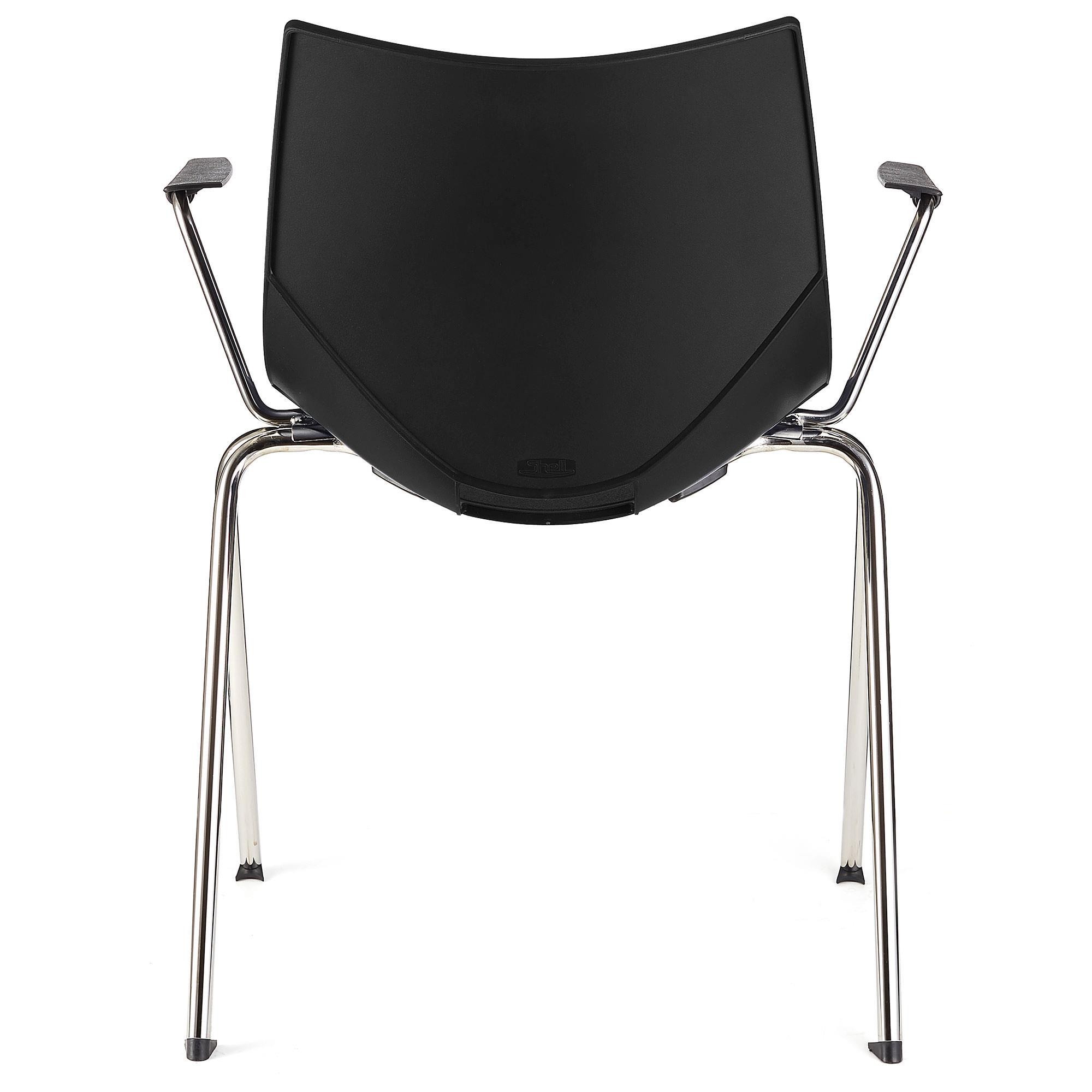 Silla de Confidente AMIR CON BRAZOS, Cómoda y Práctica, Apilable, Color Negro