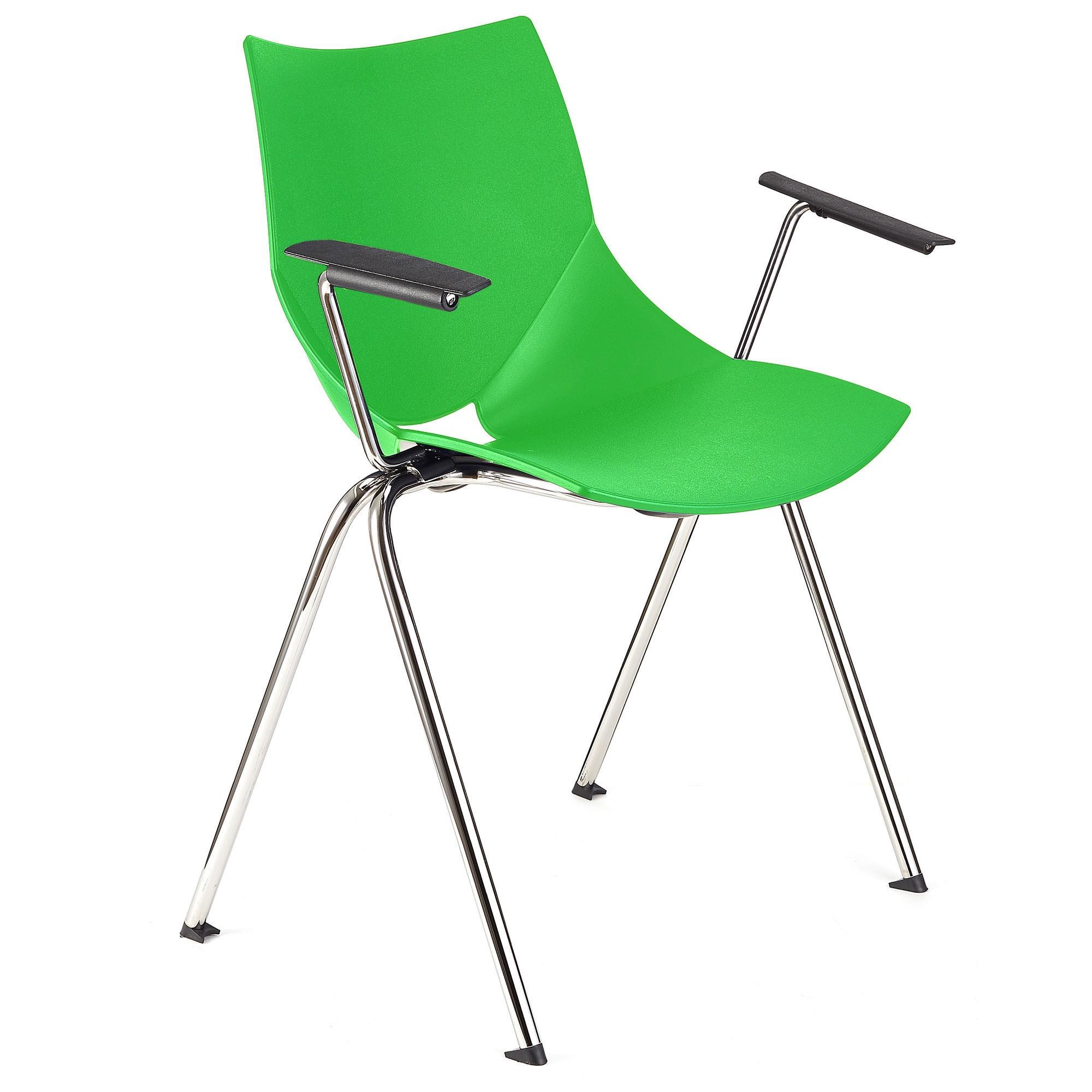Silla de Confidente AMIR CON BRAZOS, Cómoda y Práctica, Apilable, Color Negro
