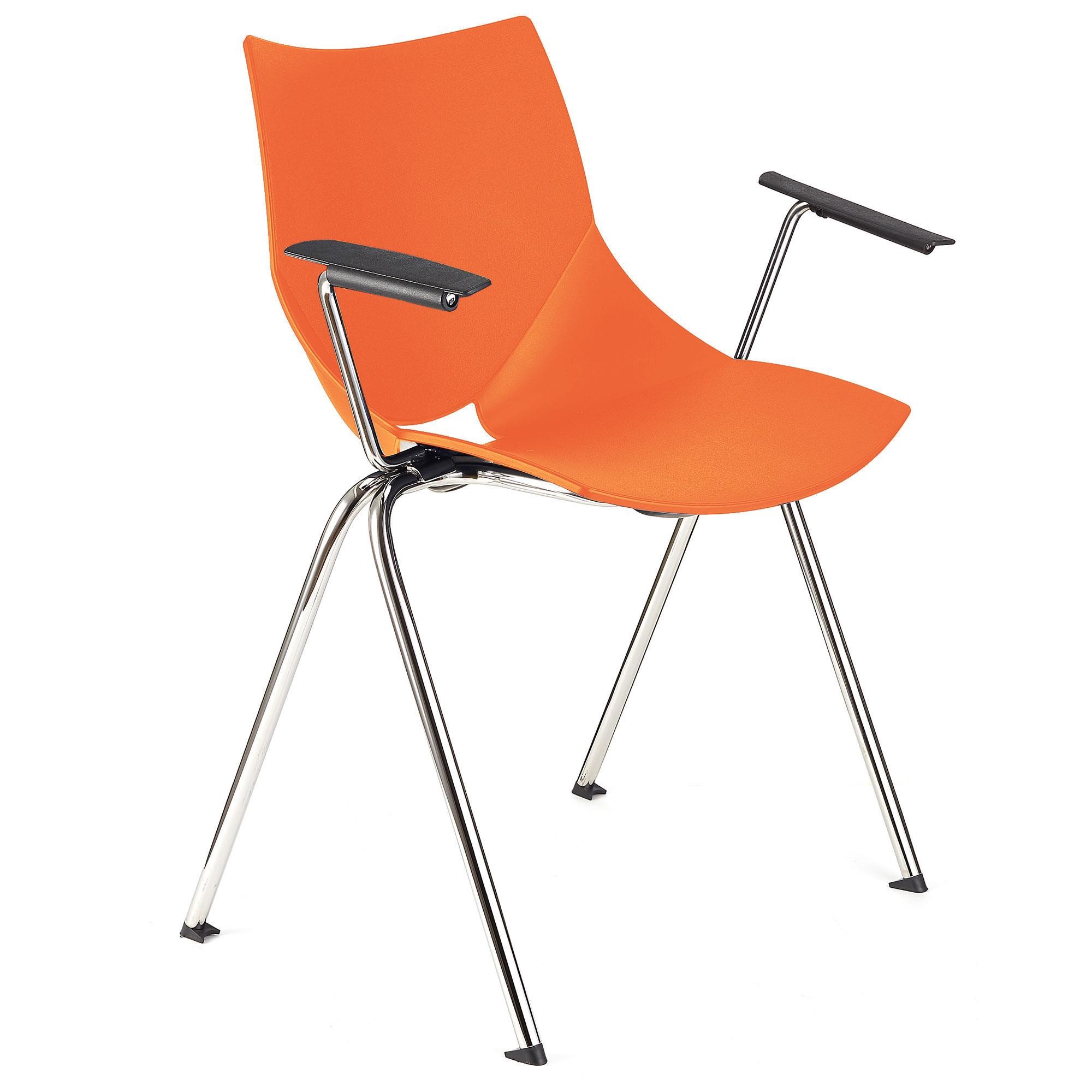 Silla de Confidente AMIR CON BRAZOS, Cómoda y Práctica, Apilable, Color Negro