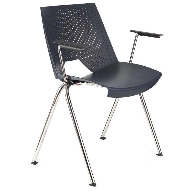 Silla de confidente ENZO CON BRAZOS en color negro