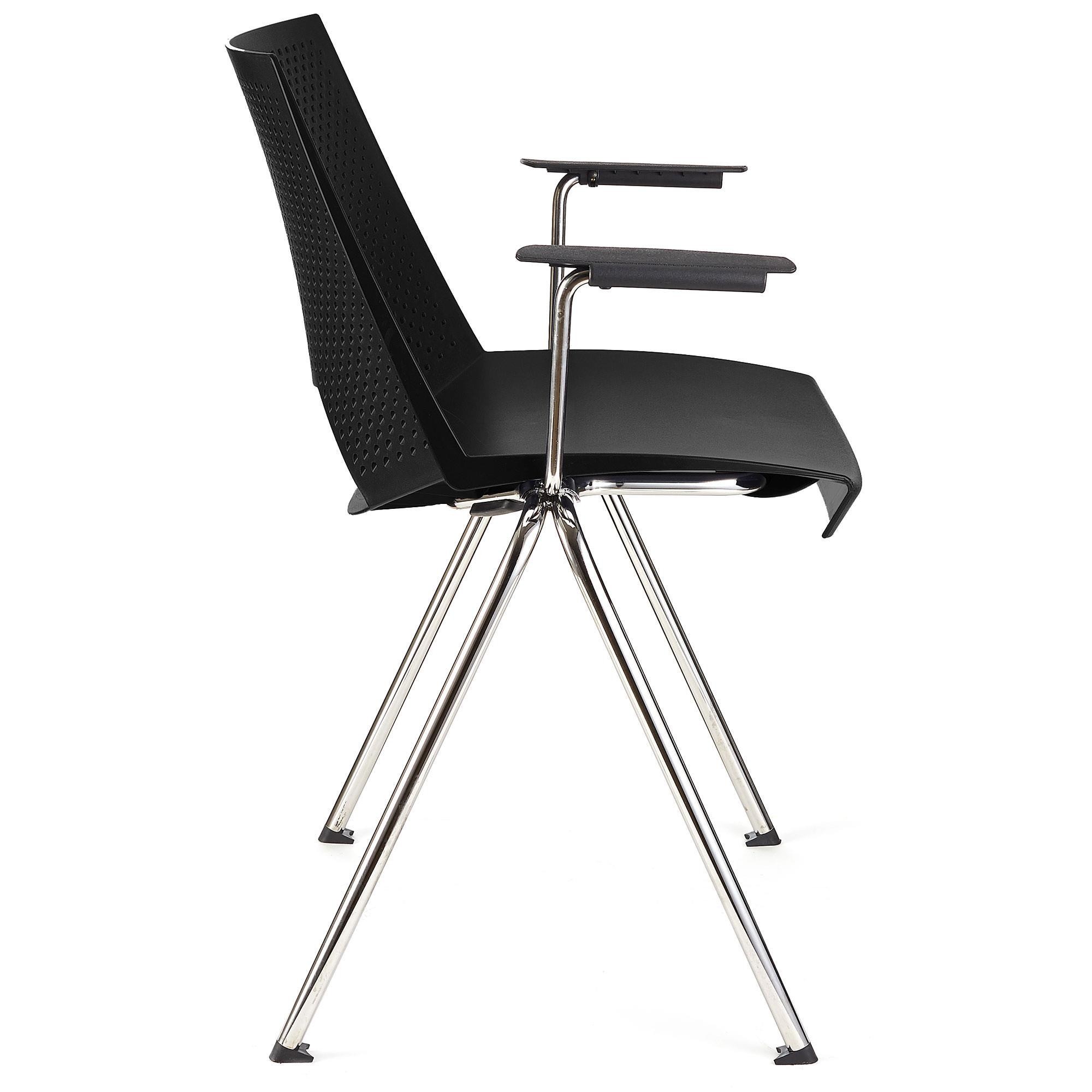 Silla de Confidente ENZO CON BRAZOS, Cómoda y Práctica, Apilable, Color Negro