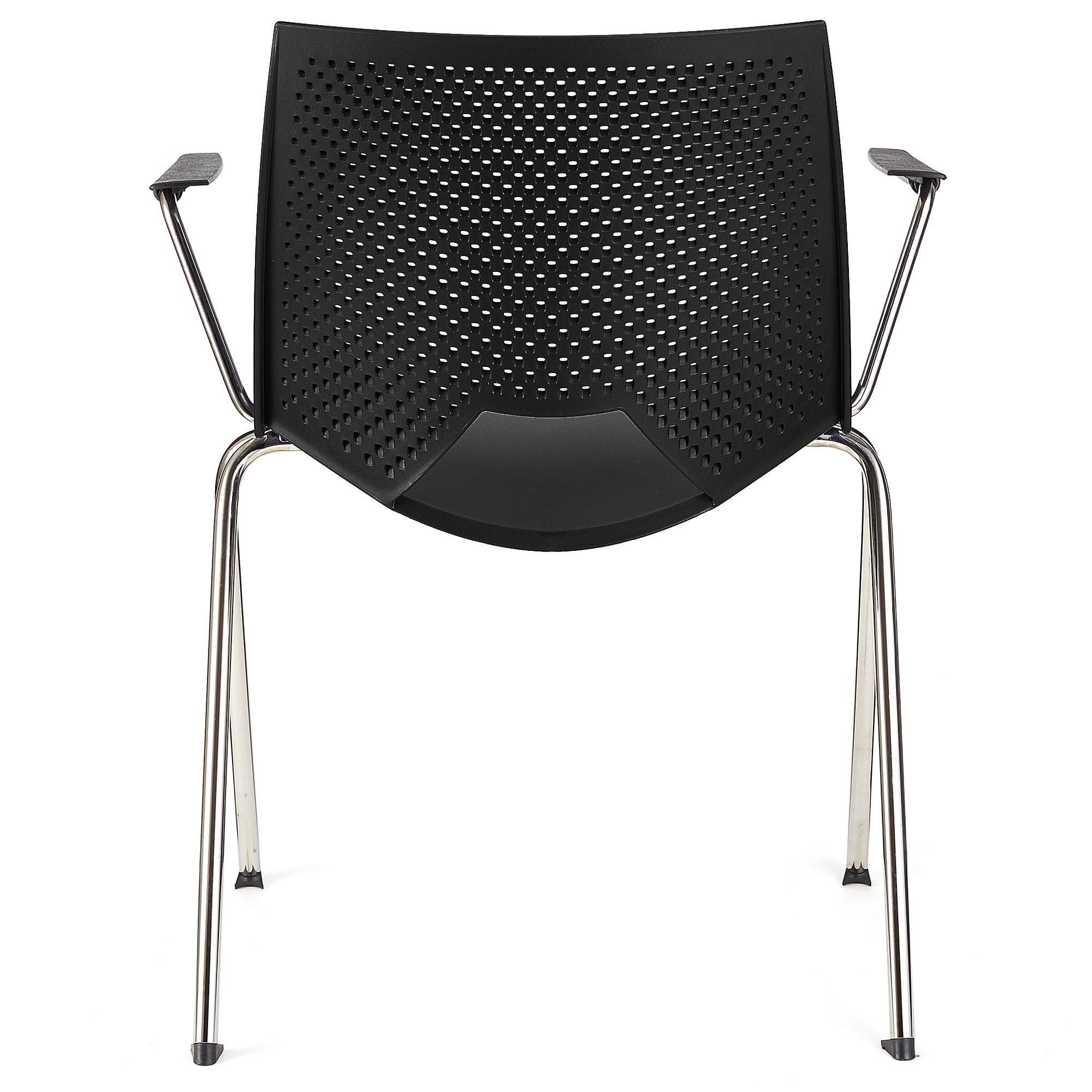 Silla de Confidente ENZO CON BRAZOS, Cómoda y Práctica, Apilable, Color Negro