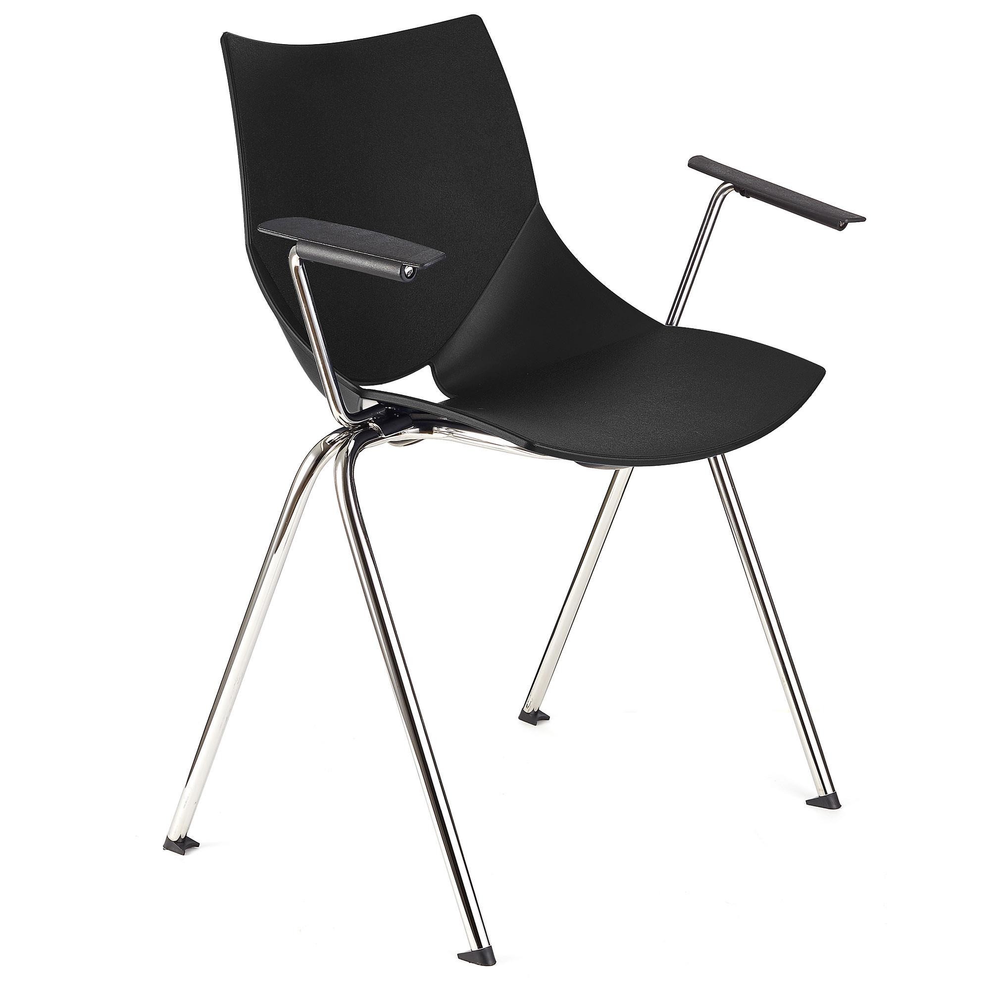 Lote de 5 sillas de Confidente AMIR CON BRAZOS, Cómoda y Práctica, Apilable, Color Negro