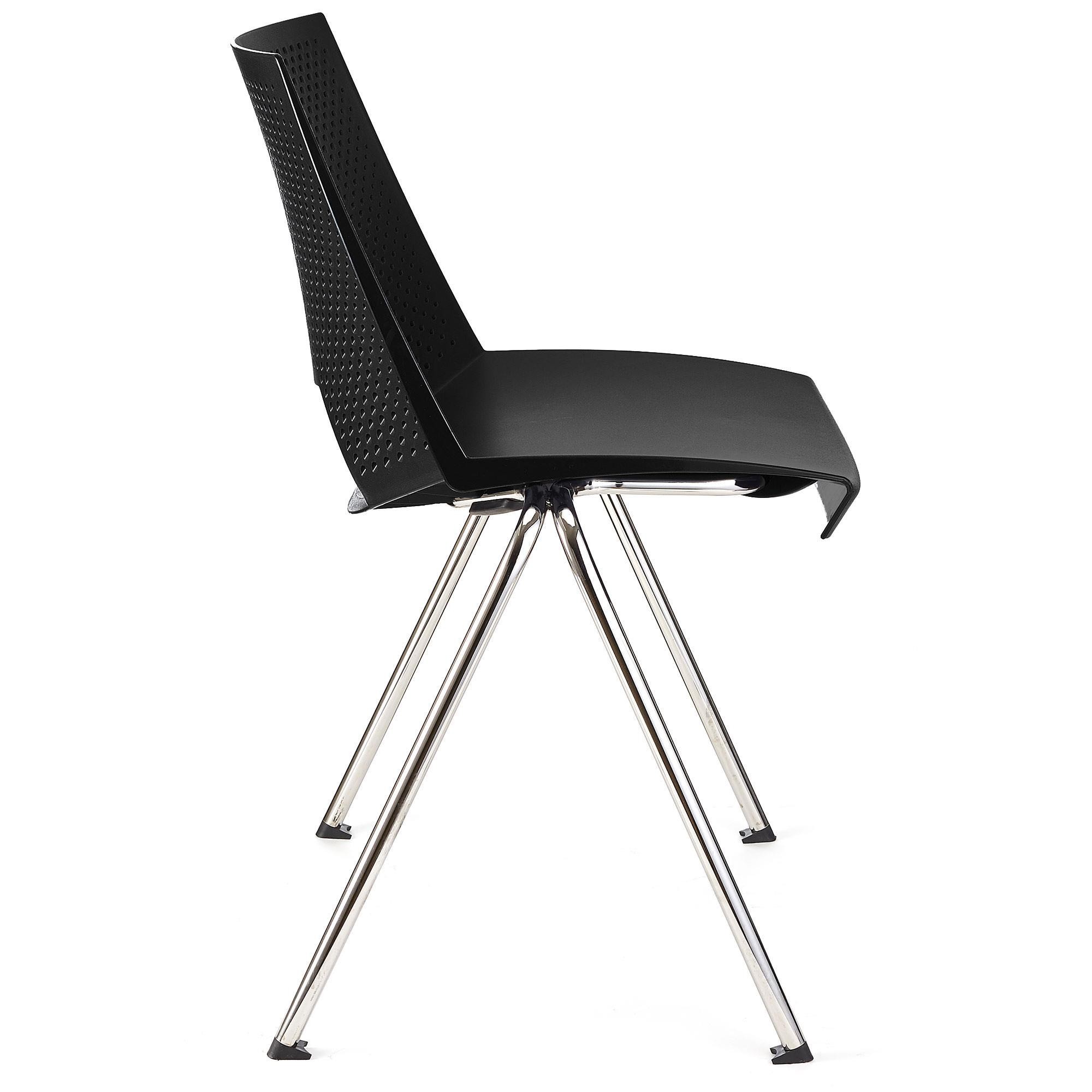 Lote de 5 sillas de Confidente ENZO, Cómodas y Prácticas, Apilables, Color Negro