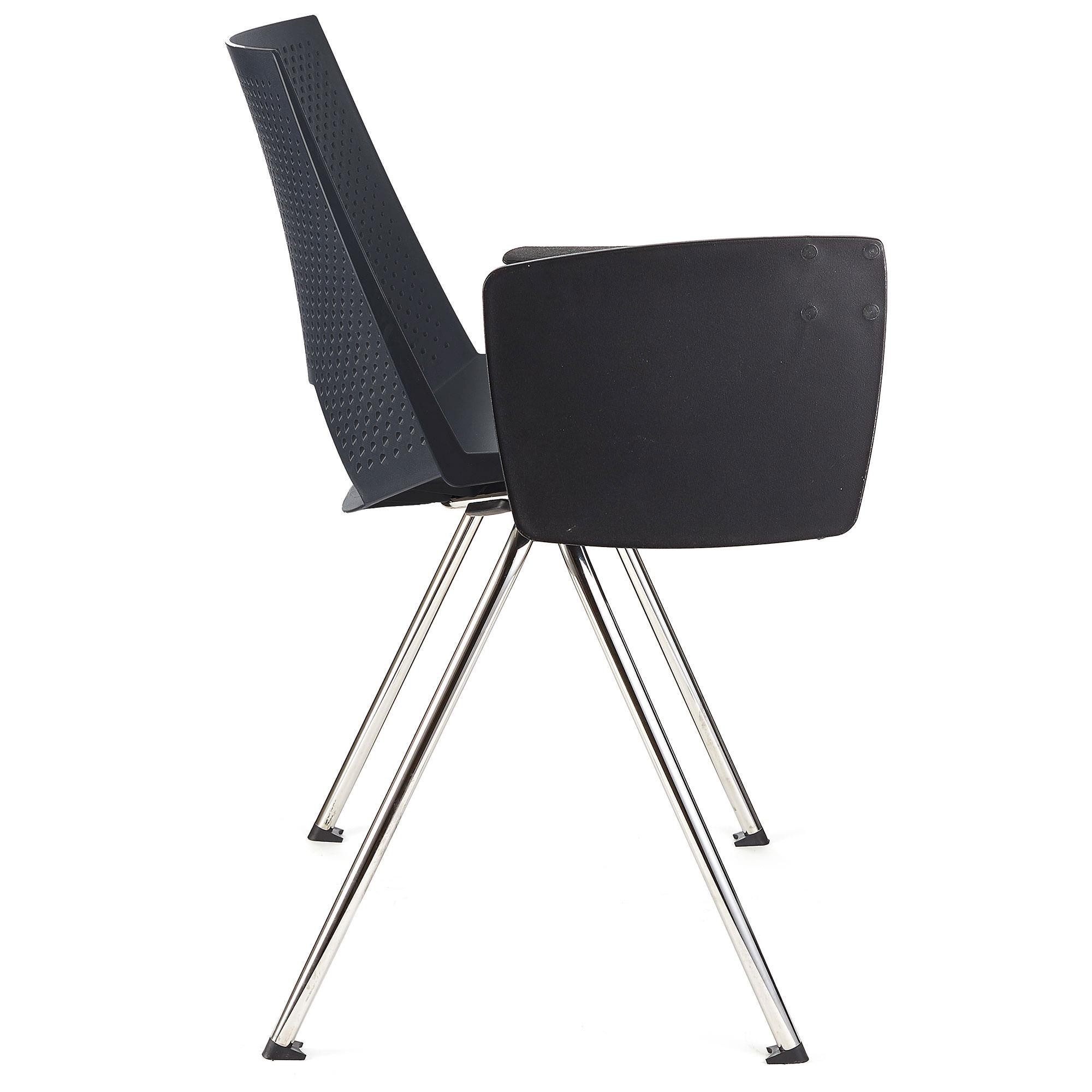 Lote de 5 sillas de Confidente ENZO CON PALA, Cómoda y Práctica, Apilable, Color Negro