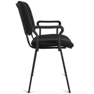 Silla de confidente MOBY BASE CON BRAZOS, patas negras y tela negro