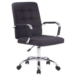 Silla de oficina DELAN TELA, grueso acolchado, en color negro