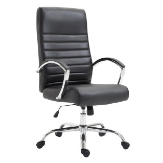 Silla de oficina VALANTY, grueso acolchado, en piel color negro