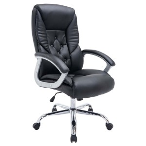 Sillón de oficina DIONE PRO, máxima resistencia y gran confort con grueso acolchado, en piel negro