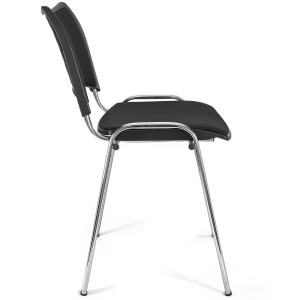 Silla de Confidente ROMEL PIEL con Patas Cromadas en Negro
