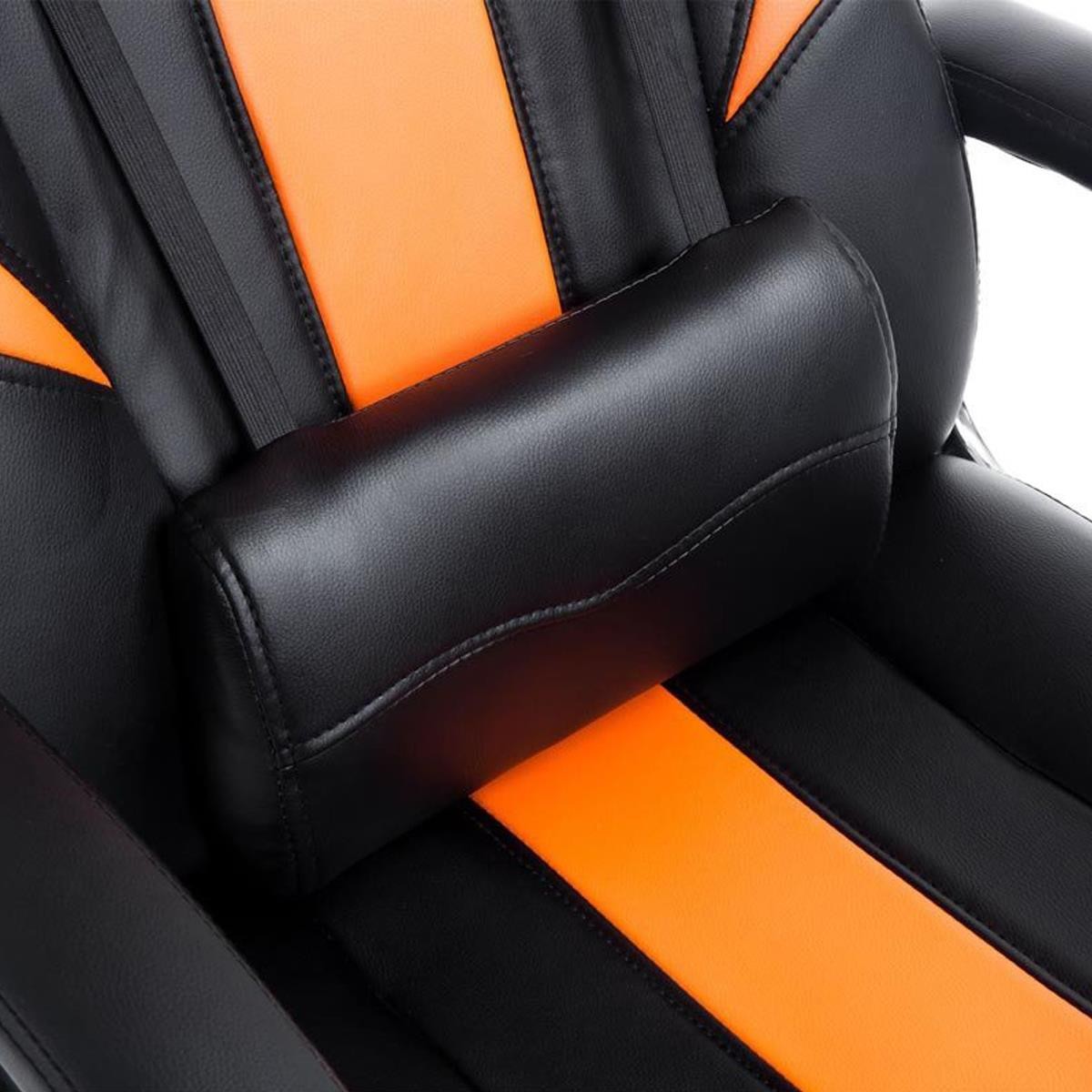 Sillón Gaming INDOS, Diseño Deportivo, Gran Confort, Base Metálica, En Piel Negro