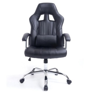 Sillon Gaming INDOS, diseño deportivo, con cojín lumbar, en negro 2