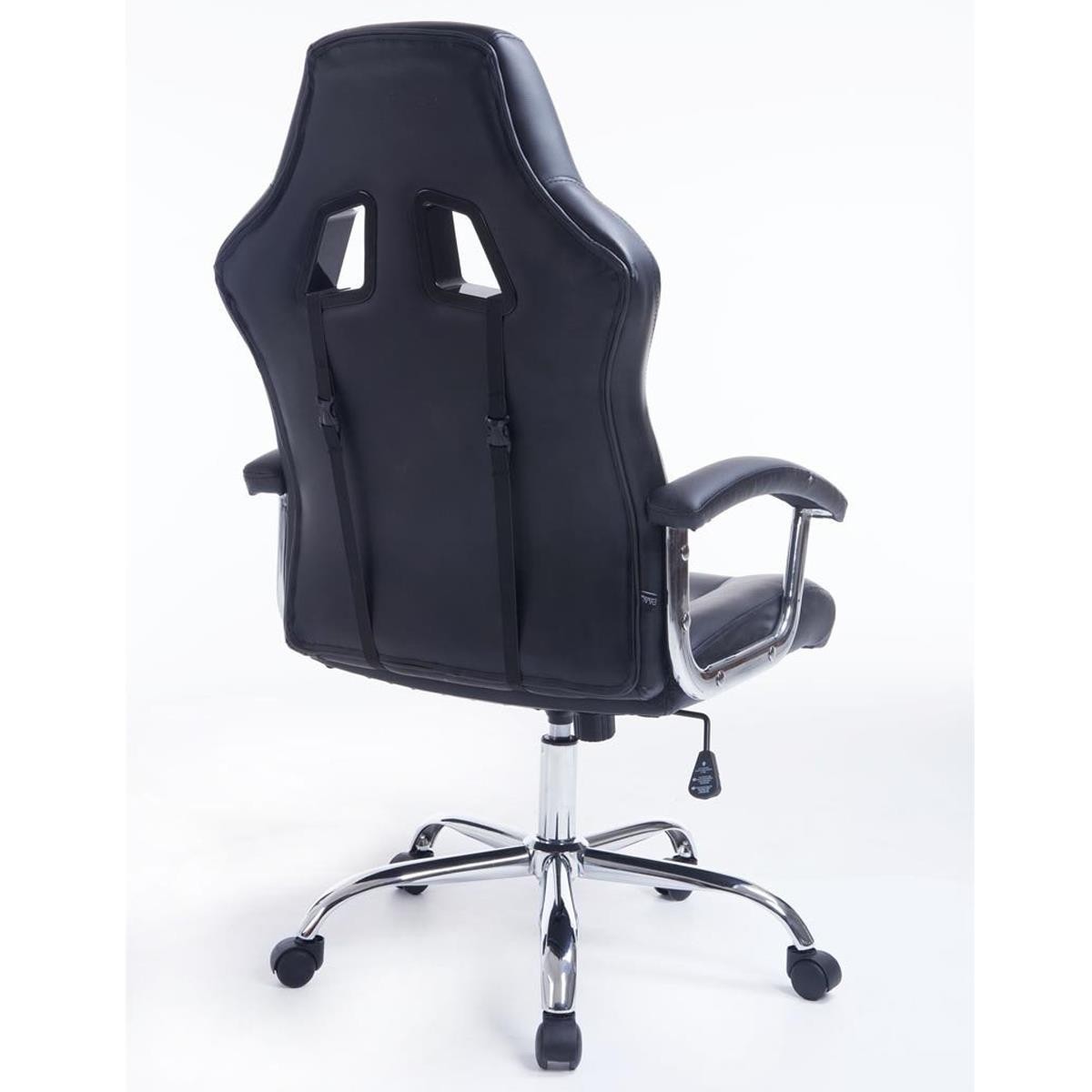 Sillón Gaming INDOS, Diseño Deportivo, Gran Confort, Base Metálica, En Piel Negro