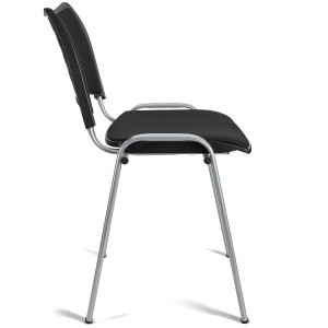 Silla de Confidente ROMEL PIEL con Patas Grises en Negro