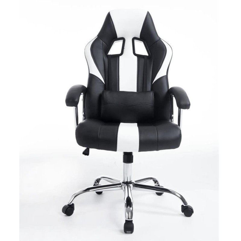Sillon Gaming INDOS, diseño deportivo, con cojín lumbar, en negro