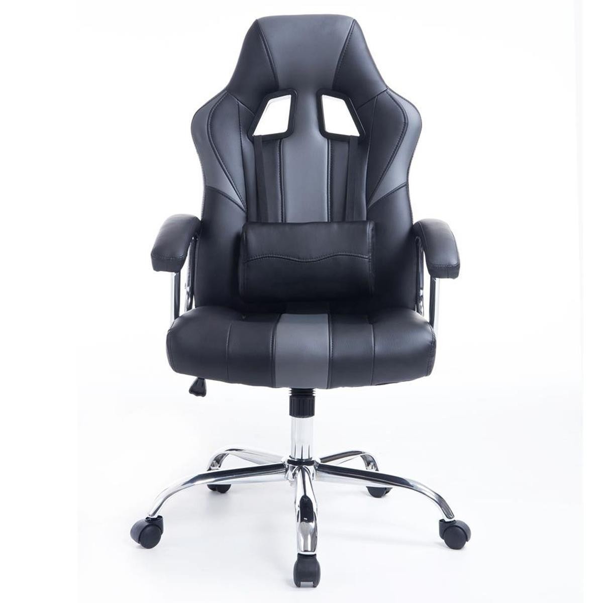Sillón Gaming INDOS, Diseño Deportivo, Gran Confort, Base Metálica, En Piel Negro