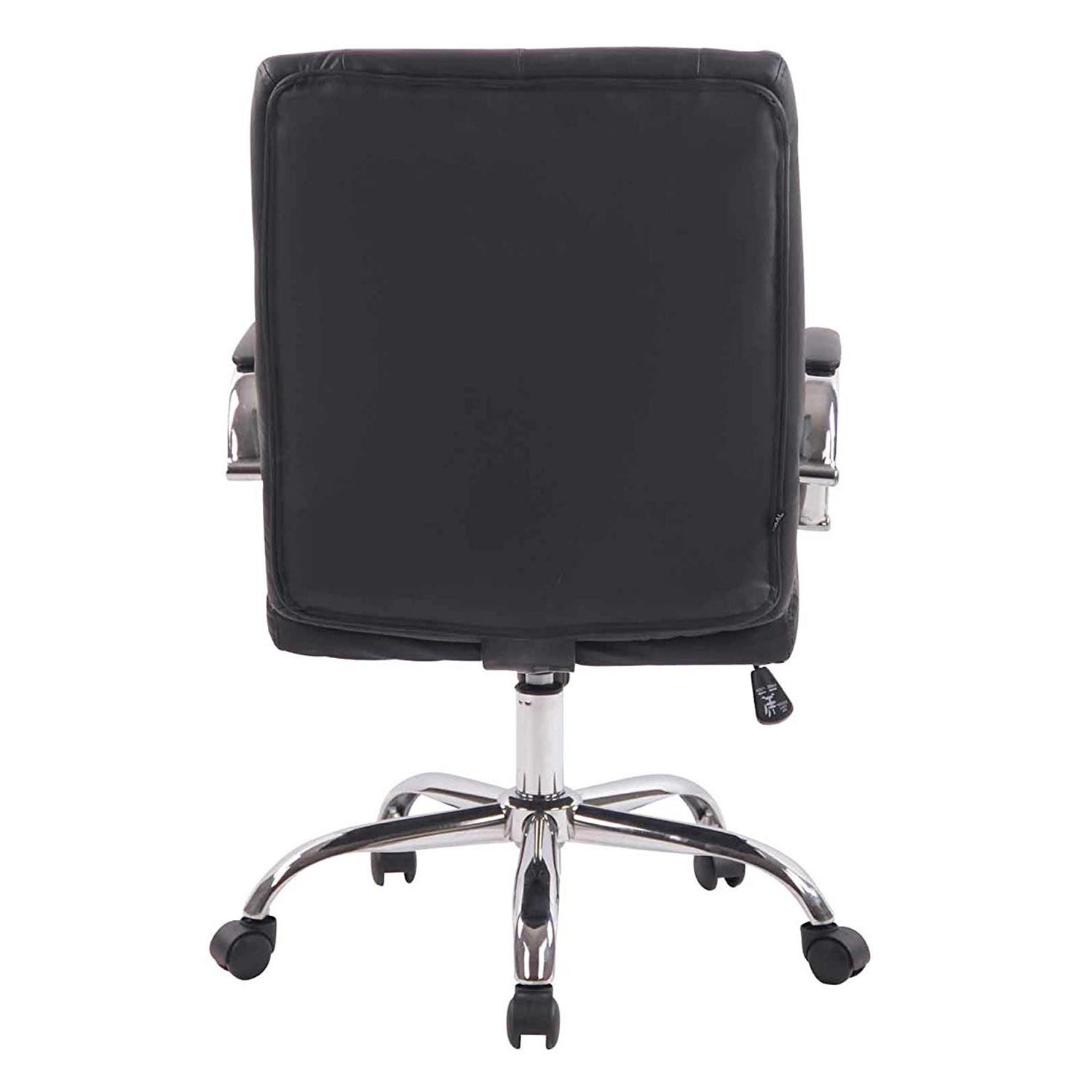 Silla de Oficina NESI, Estructura Metálica, en Piel con Capitoné color Negro
