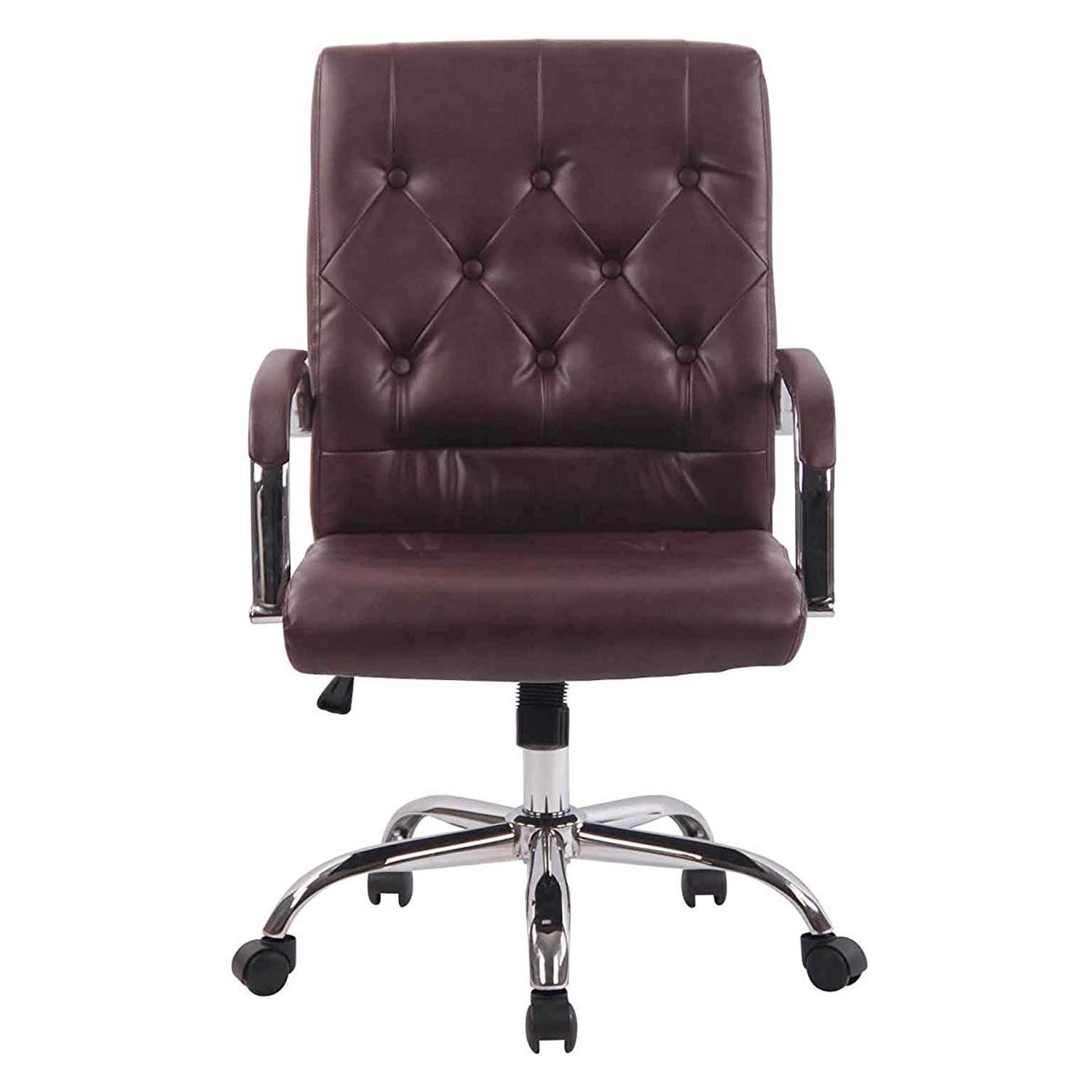 Silla de Oficina NESI, Estructura Metálica, en Piel con Capitoné color Negro