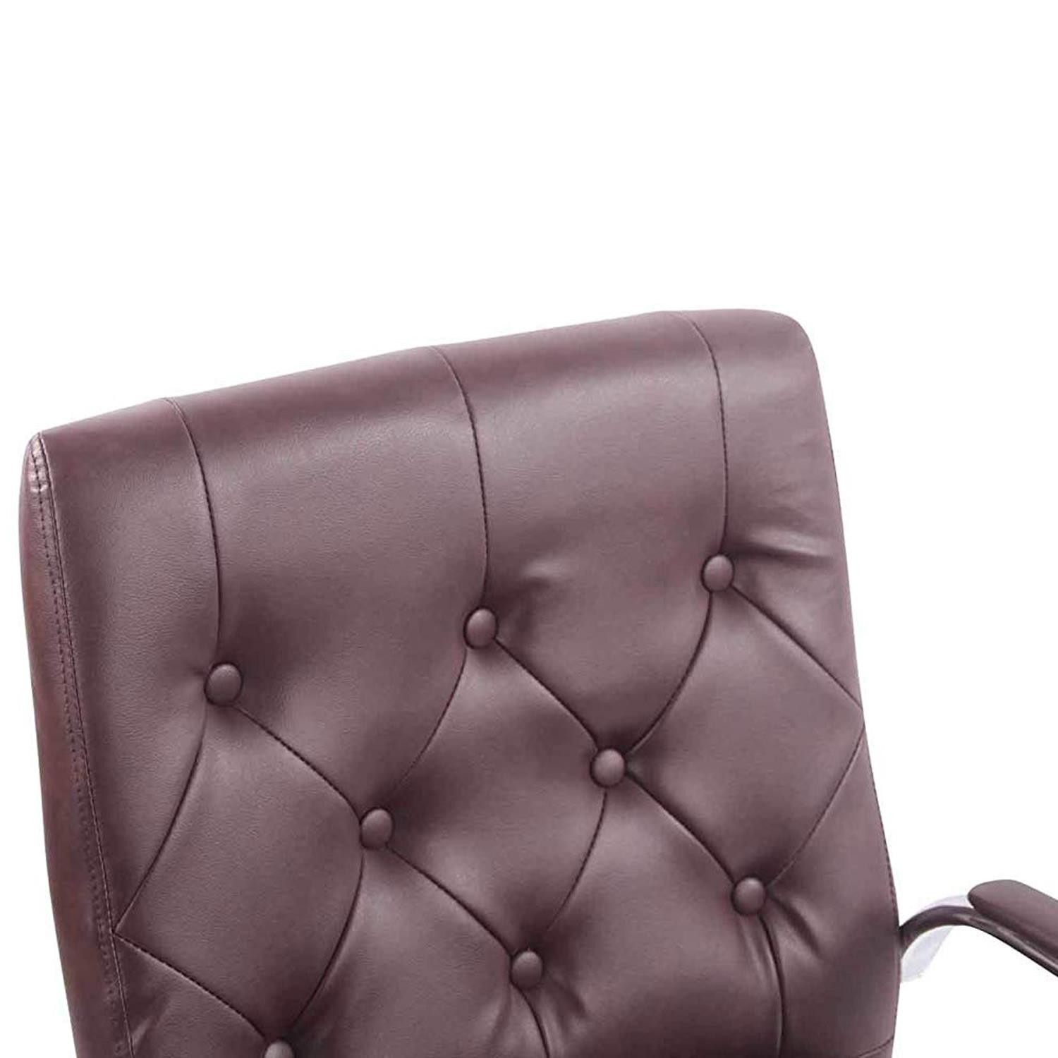 Silla de Oficina NESI, Estructura Metálica, en Piel con Capitoné color Negro