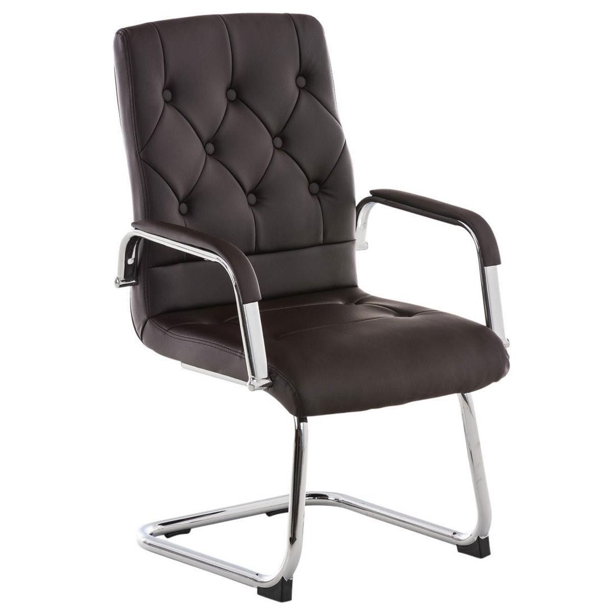 Silla de Confidente NESI V, Estructura Metálica, en Piel con Capitoné color Negro