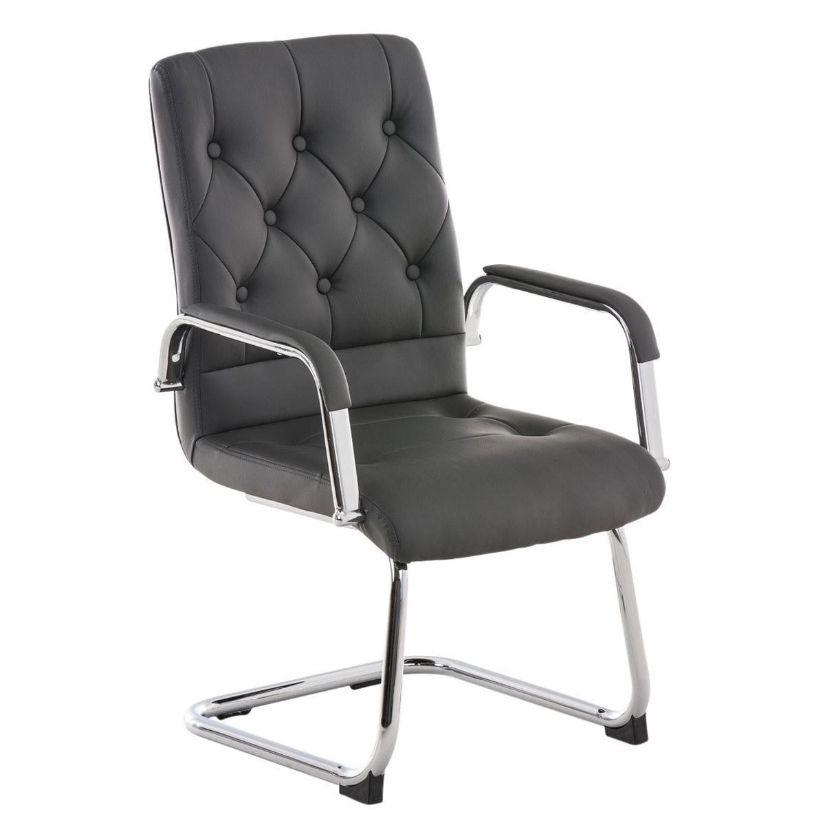Silla de Confidente NESI V, Estructura Metálica, en Piel con Capitoné color Negro