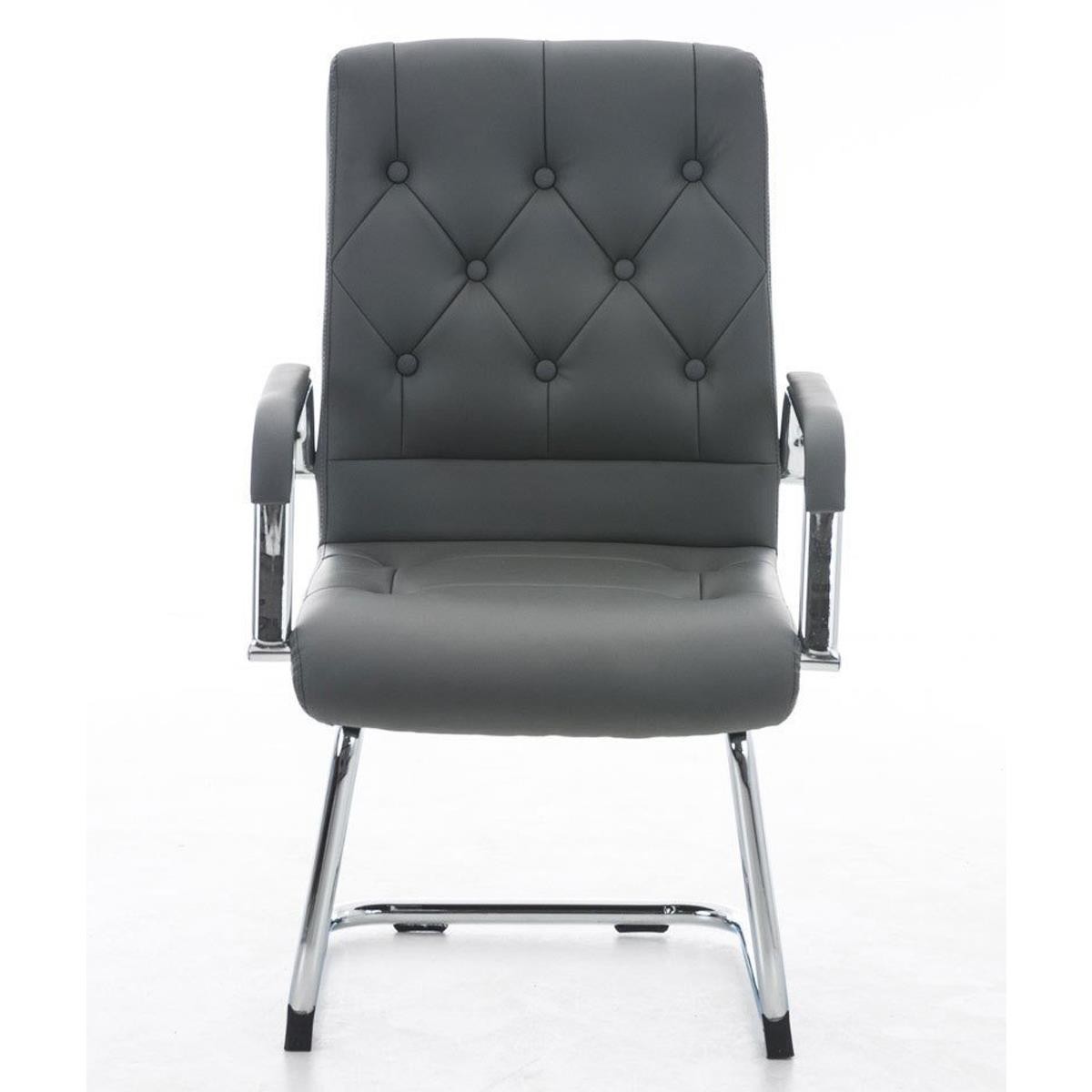 Silla de Confidente NESI V, Estructura Metálica, en Piel con Capitoné color Negro
