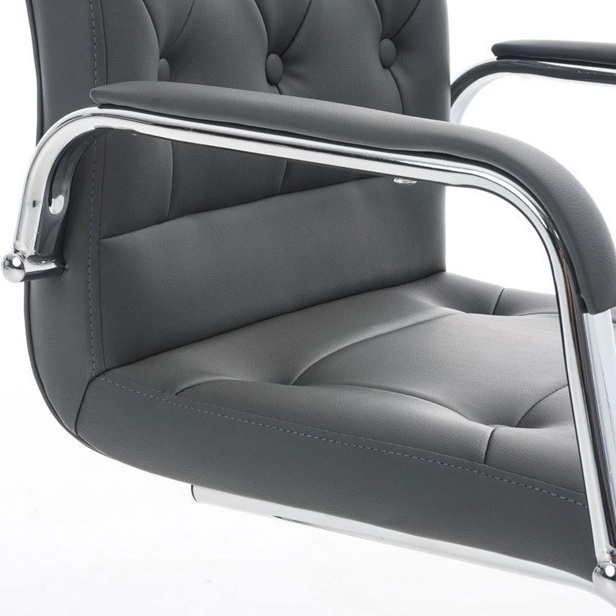 Silla de Confidente NESI V, Estructura Metálica, en Piel con Capitoné color Negro