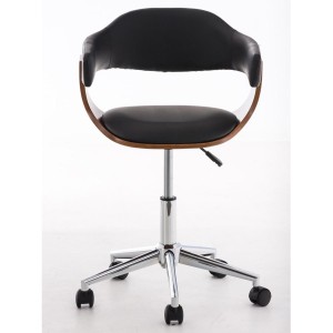 Silla de Diseño LABRA, gran acolchado, estructura en madera con base metálica, en piel negra