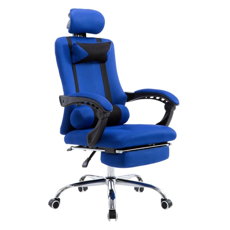 Silla de oficina ANTARES, reclinable en varias posiciones y con reposapiés extensible en malla transpirable color negro