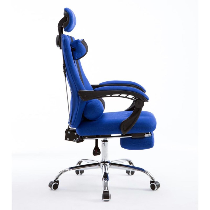Silla de oficina ANTARES, reclinable en varias posiciones y con reposapiés extensible en malla transpirable color negro