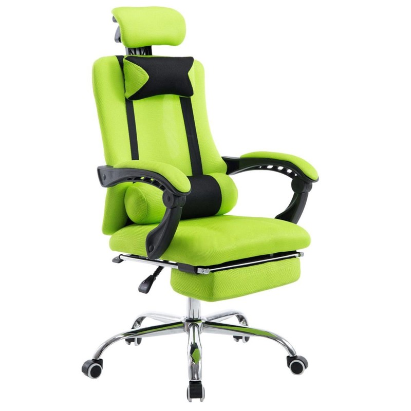 Silla de oficina ANTARES, reclinable en varias posiciones y con reposapiés extensible en malla transpirable color negro