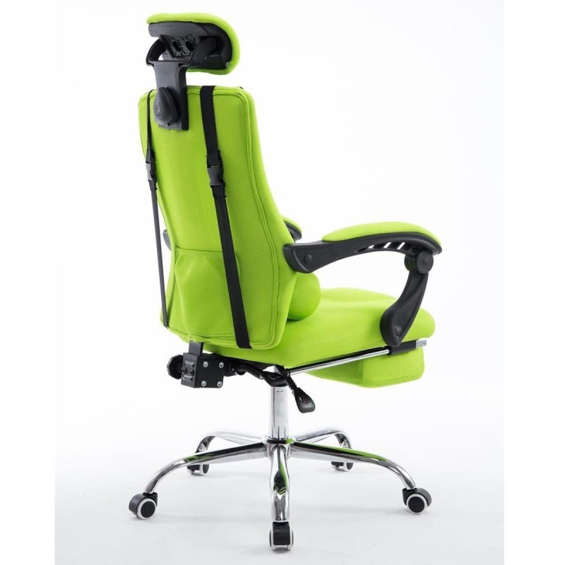 Silla de oficina ANTARES, reclinable en varias posiciones y con reposapiés extensible en malla transpirable color negro