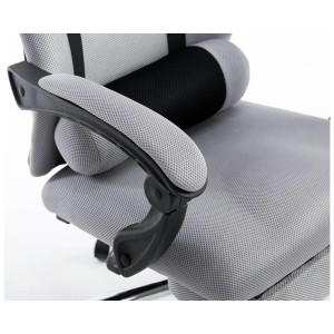 Silla de oficina ANTARES, reclinable en varias posiciones y con reposapiés extensible en malla transpirable color negro