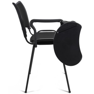 Silla de Confidente ROMEL CON PALA PIEL con Patas Negras en Negro