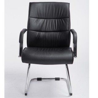 Silla de Confidente HIBERT, estructura metálica, gran acolchado en piel negro 2