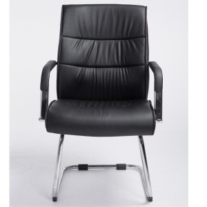 Silla de Confidente HIBERT, estructura metálica, gran acolchado en piel negro