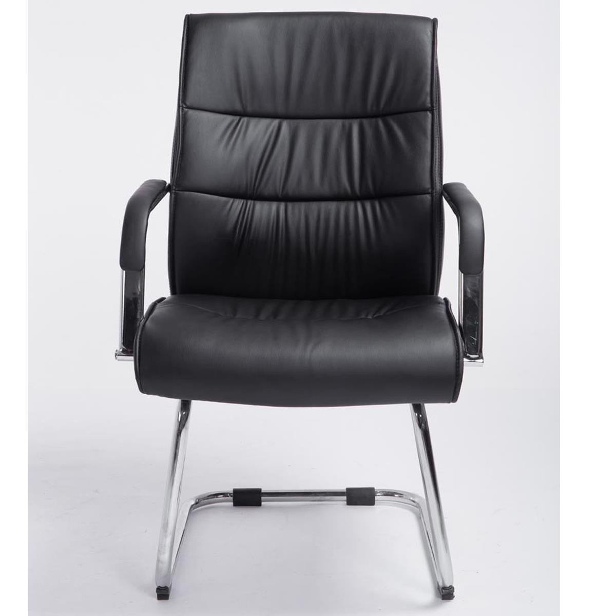 Silla de Confidente HIBERT, Estructura Metálica, Gran Acolchado en Piel color Negro