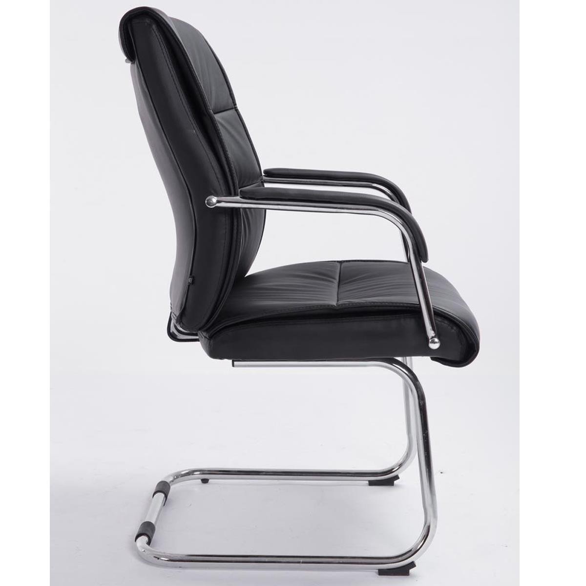 Silla de Confidente HIBERT, Estructura Metálica, Gran Acolchado en Piel color Negro