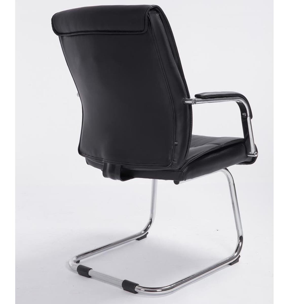 Silla de Confidente HIBERT, Estructura Metálica, Gran Acolchado en Piel color Negro