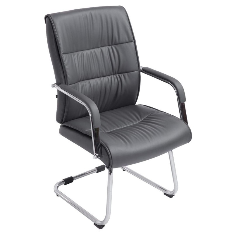 Silla de Confidente HIBERT, estructura metálica, gran acolchado en piel negro