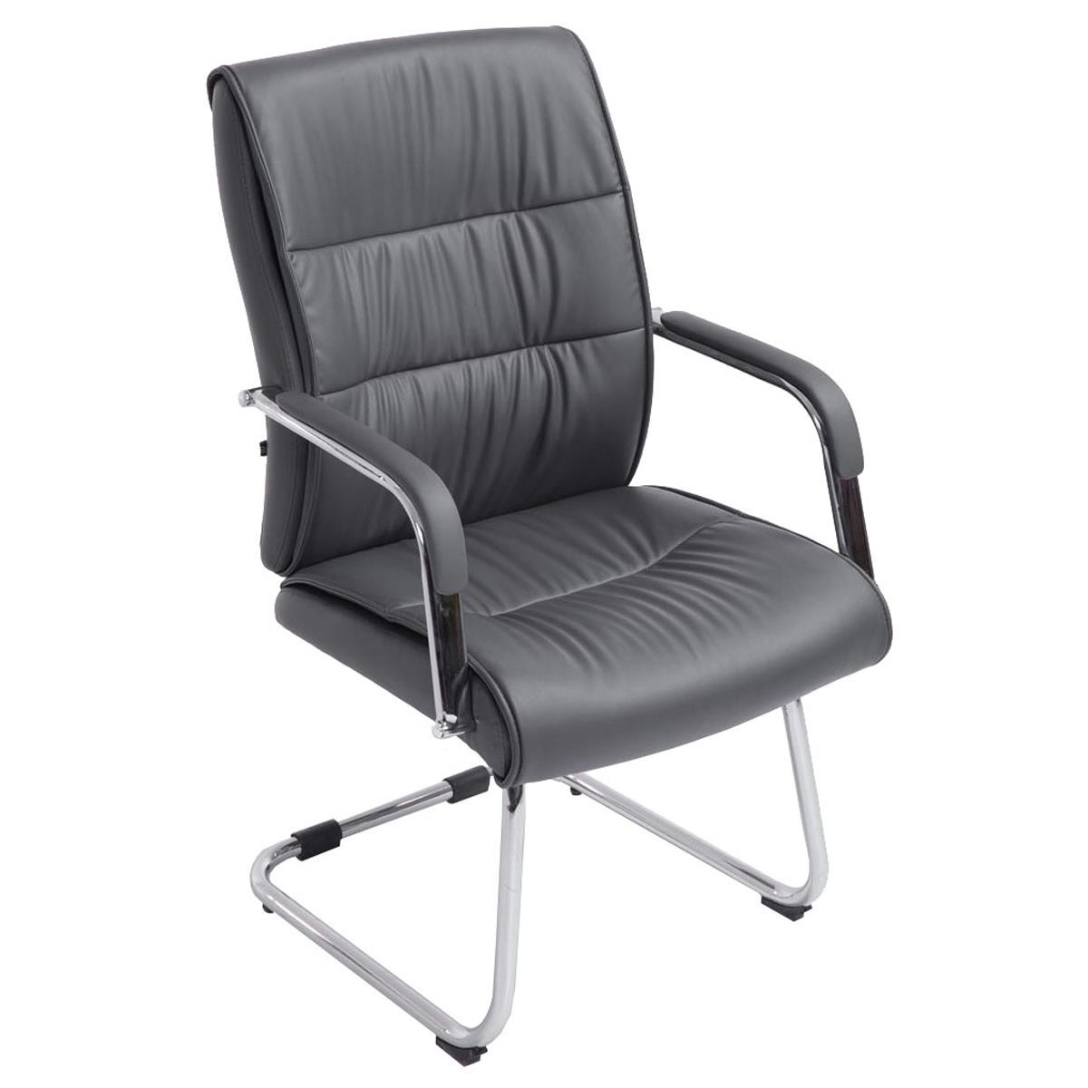 Silla de Confidente HIBERT, Estructura Metálica, Gran Acolchado en Piel color Negro