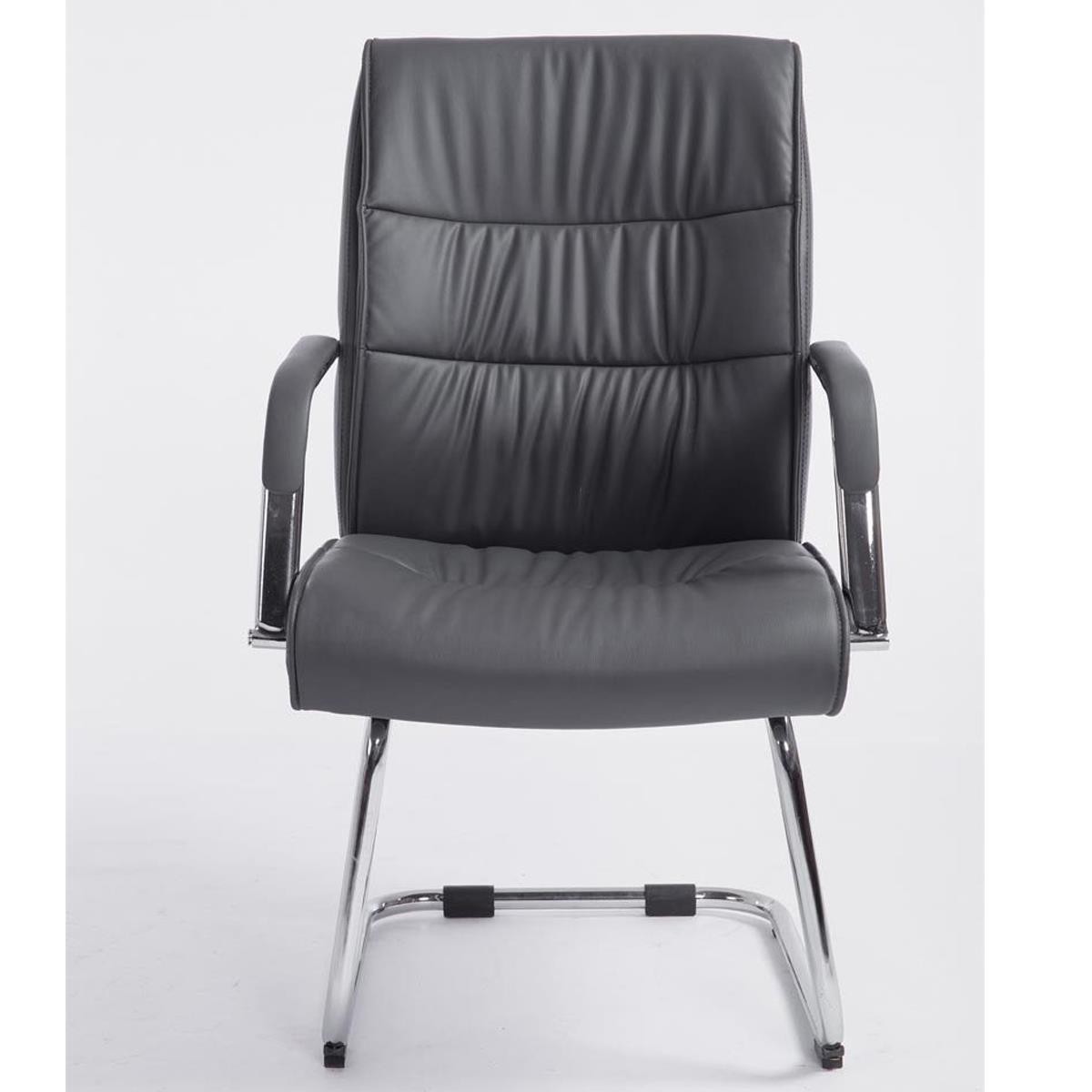 Silla de Confidente HIBERT, Estructura Metálica, Gran Acolchado en Piel color Negro