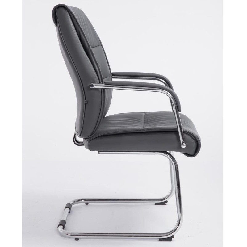 Silla de Confidente HIBERT, estructura metálica, gran acolchado en piel negro