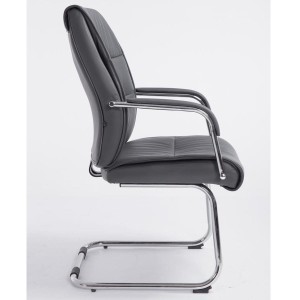 Silla de Confidente HIBERT, estructura metálica, gran acolchado en piel negro