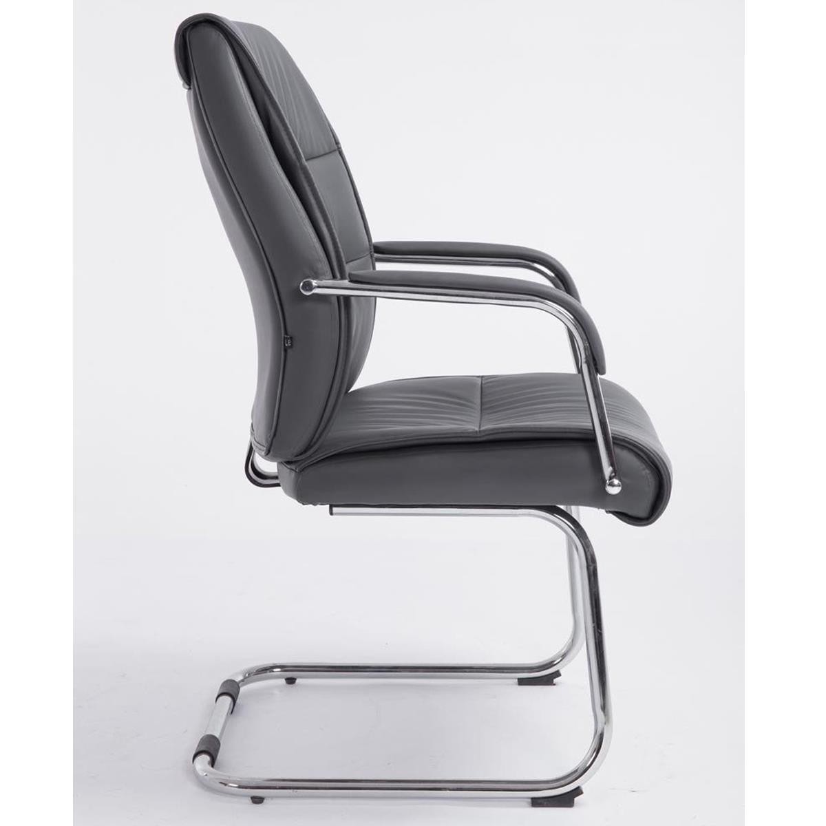 Silla de Confidente HIBERT, Estructura Metálica, Gran Acolchado en Piel color Negro