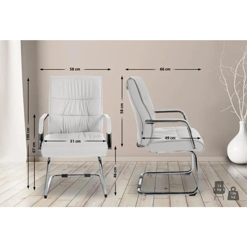 Silla de Confidente HIBERT, estructura metálica, gran acolchado en piel negro
