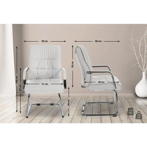 Silla de Confidente HIBERT, estructura metálica, gran acolchado en piel negro