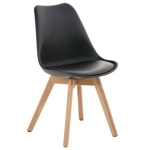 Silla de Diseño / Confidente BOSFORO, exclusivo diseño con patas claras en piel color negro